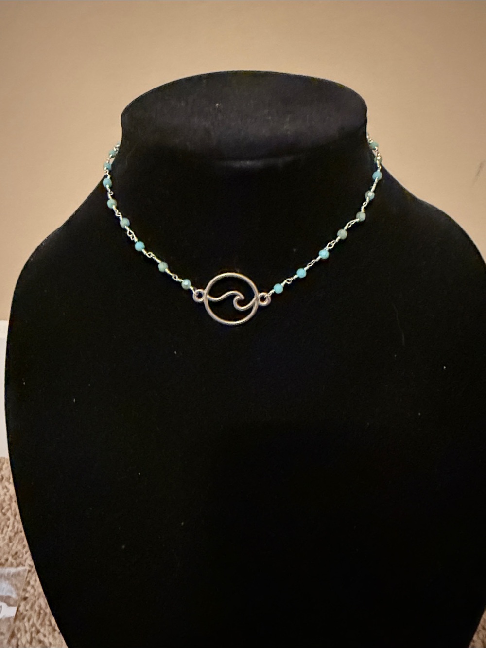Turquoise Beaded Wave Circle Necklace - Women Jewelry